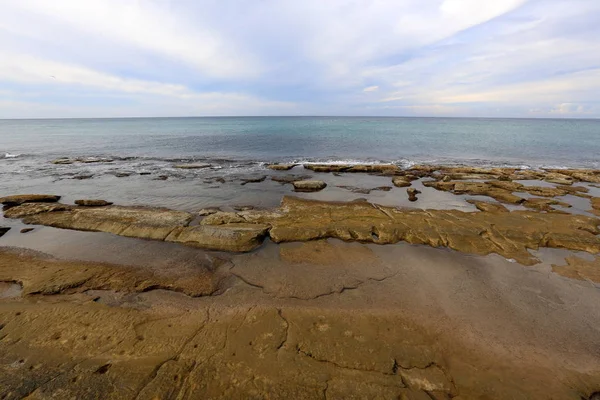 Kust Van Middellandse Zee Het Noorden Van Israël — Stockfoto