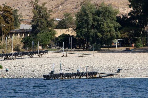 Amarradero Orilla Del Mar Galilea Kibutz Ein Gev Israel — Foto de Stock