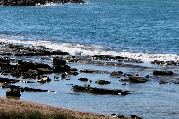 Kust Van Middellandse Zee Het Noorden Van Israël — Stockfoto