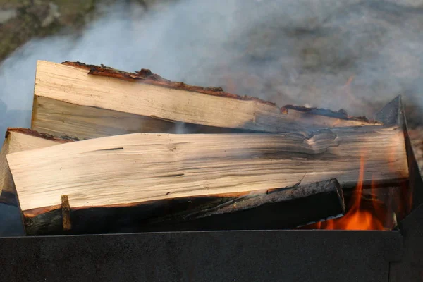 Feuer Ist Die Hauptphase Des Verbrennungsprozesses Und Besitzt Die Eigenschaft — Stockfoto