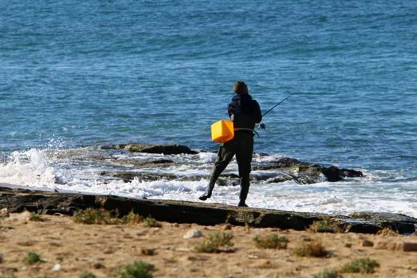 Man Resting Shores Mediterranean Sea North Israel — Stock Photo, Image