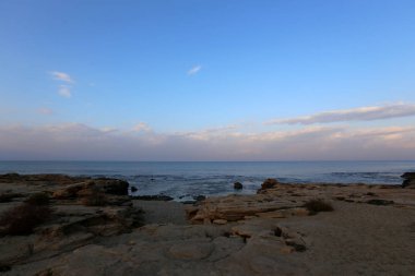 İsrail, yeni 2018 yıl için Tebrikler kuzeyde Akdeniz Denizi'nin kıyısında 