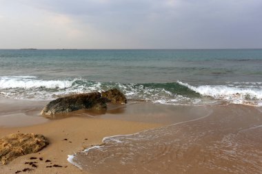 İsrail, yeni 2018 yıl için Tebrikler kuzeyde Akdeniz Denizi'nin kıyısında 