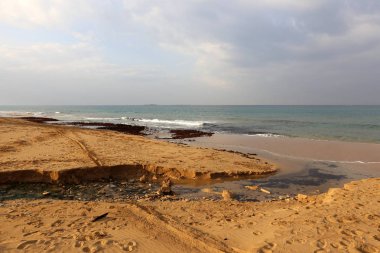 İsrail, yeni 2018 yıl için Tebrikler kuzeyde Akdeniz Denizi'nin kıyısında 