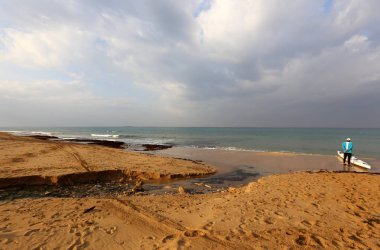 İsrail, yeni 2018 yıl için Tebrikler kuzeyde Akdeniz Denizi'nin kıyısında 