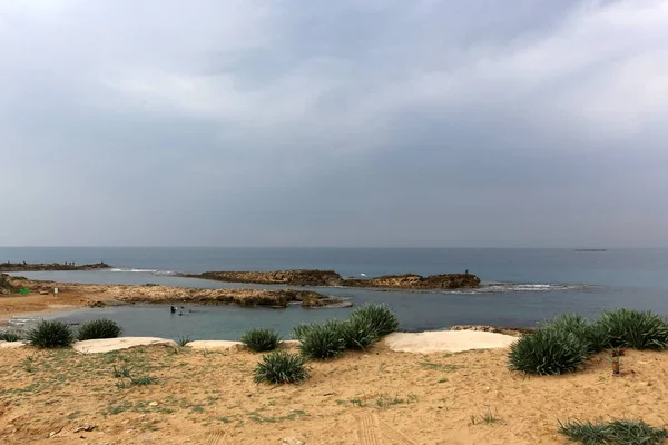 在以色列北部的地中海沿岸 祝贺新的2018年 — 图库照片