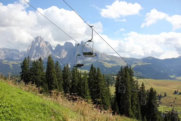 Cableway Type Transport Which Moving Cars Traction Rope — Stock Photo, Image