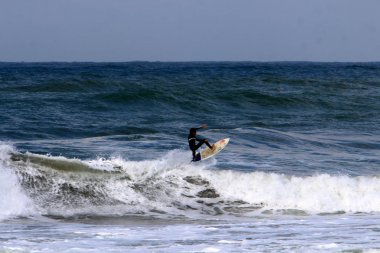 Akdeniz sahil İsrail kapalı güçlü fırtınada 