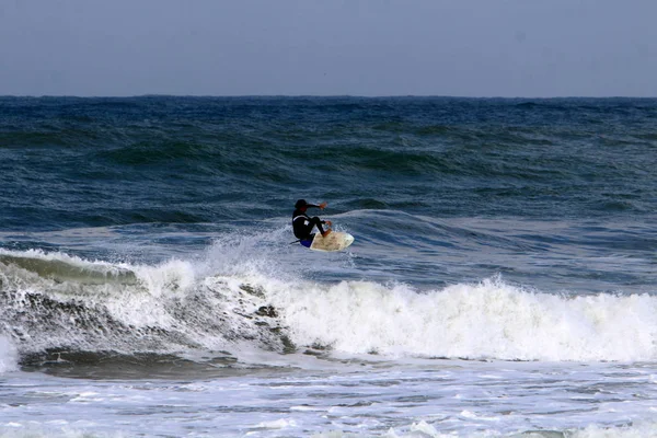 Fuerte Tormenta Mar Mediterráneo Frente Costa Israel — Foto de Stock