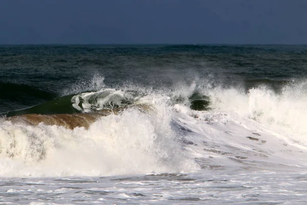 Strong Storm Mediterranean Sea Coast Israel — Stock Photo, Image