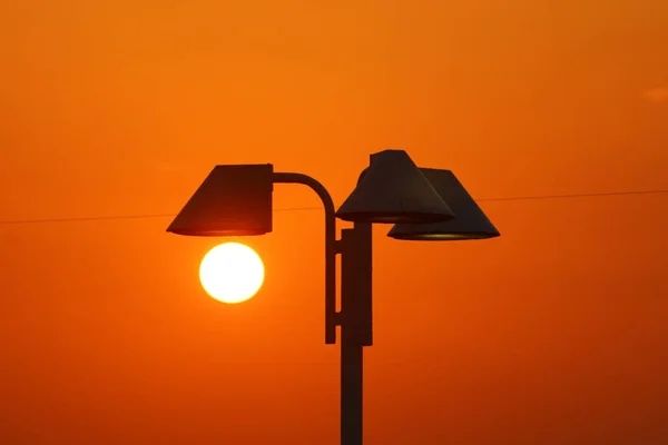 Soleil Couche Sur Horizon Sur Mer Méditerranée Dans Nord Israël — Photo