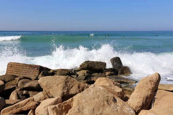 Piedras Encuentran Las Orillas Del Mar Mediterráneo Norte Israel — Foto de Stock