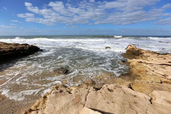 Kust Van Middellandse Zee Het Noorden Van Israël — Stockfoto