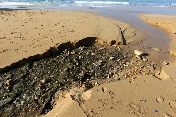 Stones Lie Shores Mediterranean Sea Northern Israel — Stock Photo, Image