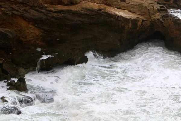 Tempête Sur Mer Méditerranée Large Des Côtes Israël — Photo