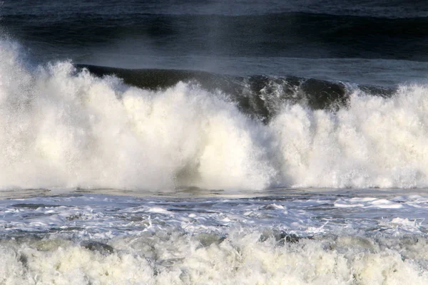 Storm Middellandse Zee Uit Kust Van Israël — Stockfoto