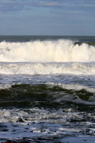 Tempestade Mar Mediterrâneo Largo Costa Israel — Fotografia de Stock