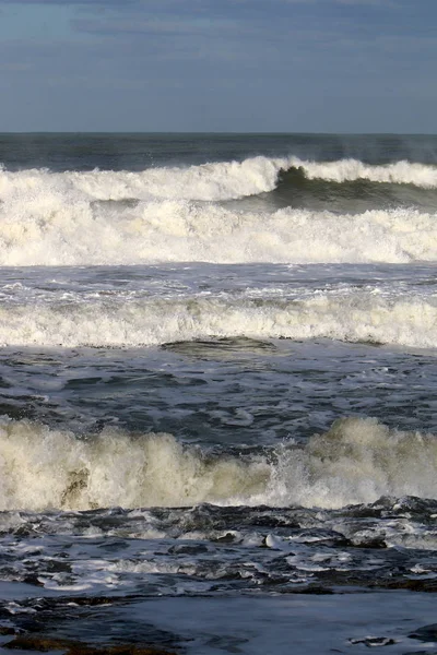 Tempête Sur Mer Méditerranée Large Des Côtes Israël — Photo