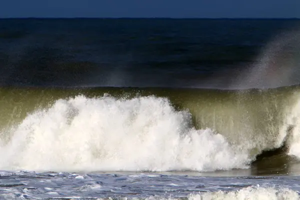 Tormenta Mar Mediterráneo Frente Costa Israel —  Fotos de Stock