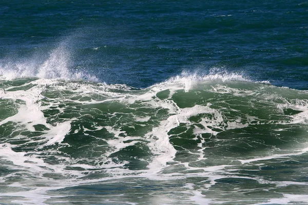 Tempête Sur Mer Méditerranée Large Des Côtes Israël — Photo