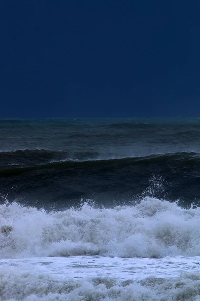 Tempestade Mar Mediterrâneo Largo Costa Israel — Fotografia de Stock