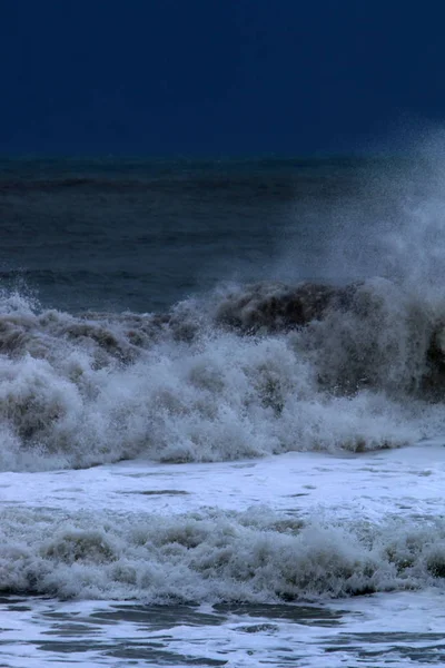 Storm Mediterranean Sea Coast Israel — Stock Photo, Image