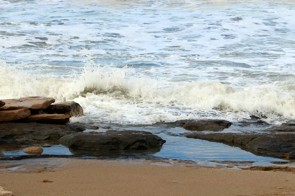 Kust Van Middellandse Zee Het Noorden Van Israël — Stockfoto