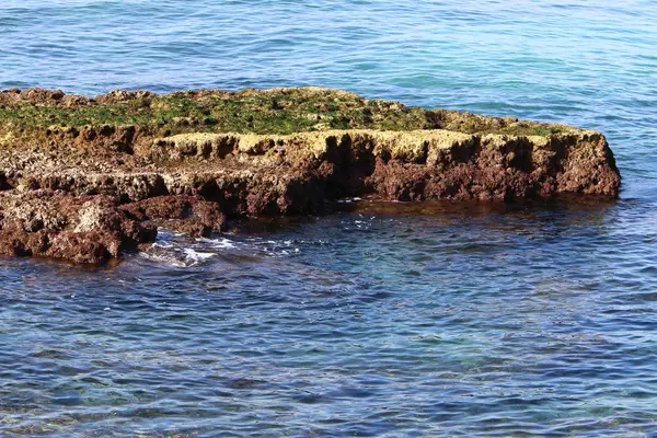 Kust Van Middellandse Zee Het Noorden Van Israël — Stockfoto