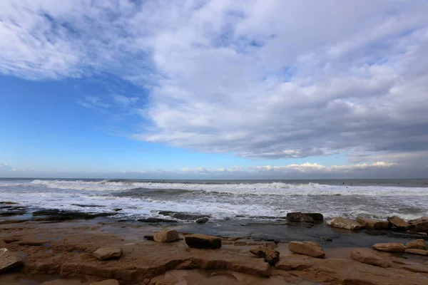 Wybrzeże Morza Śródziemnego Północy Izraela — Zdjęcie stockowe