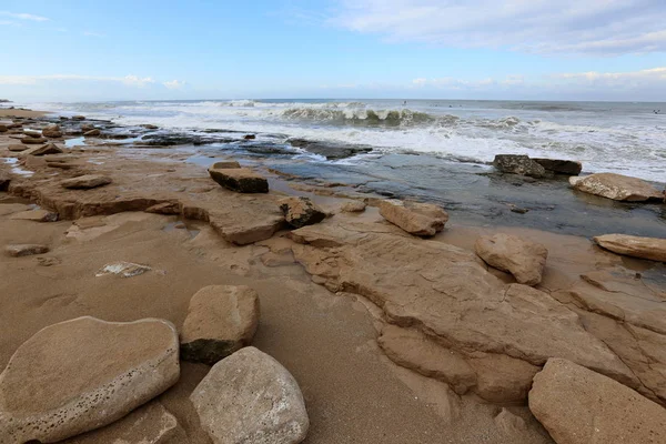 Kust Van Middellandse Zee Het Noorden Van Israël — Stockfoto