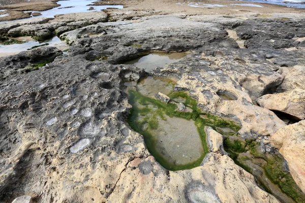 在一场猛烈的风暴后 地中海北部的地中海海岸 — 图库照片