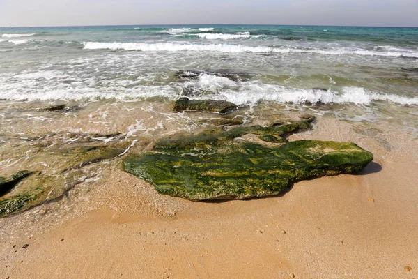 Costa Del Mar Mediterráneo Norte Israel Después Una Violenta Tormenta — Foto de Stock