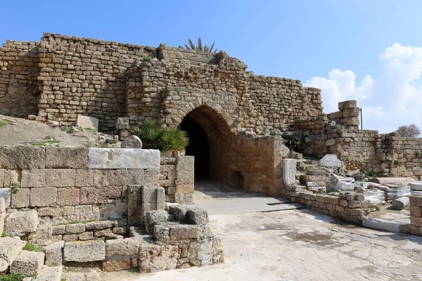 Caesarea Egy Ősi Települése Földközi Tengeri Partján Izrael — Stock Fotó