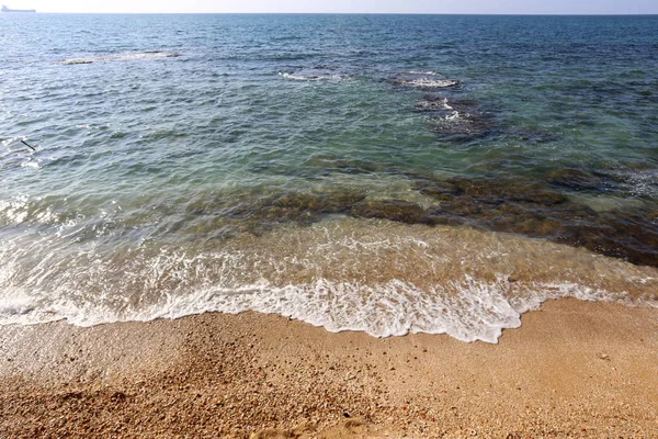 Ακτή Της Θάλασσας Της Μεσογείου Στα Βόρεια Του Ισραήλ — Φωτογραφία Αρχείου