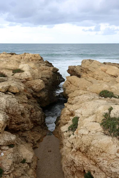 Costa Mar Mediterrâneo Norte Israel — Fotografia de Stock