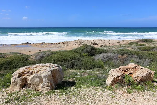 Costa Del Mar Mediterráneo Norte Israel — Foto de Stock