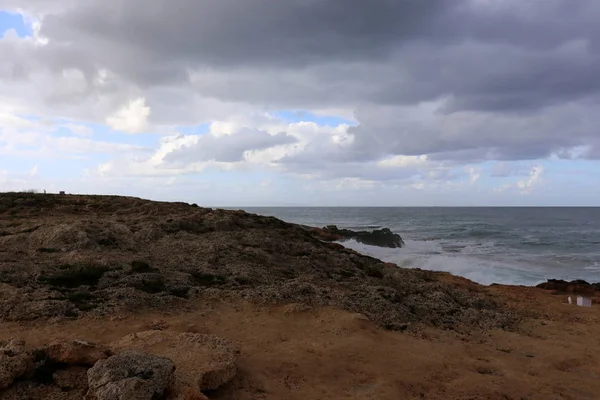 Costa Del Mar Mediterráneo Norte Israel — Foto de Stock