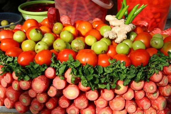 Marknaden Staden Akko Säljs Frukt Och Grönsaker — Stockfoto