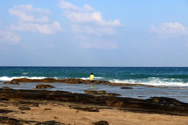 Wybrzeże Morza Śródziemnego Północy Izraela — Zdjęcie stockowe