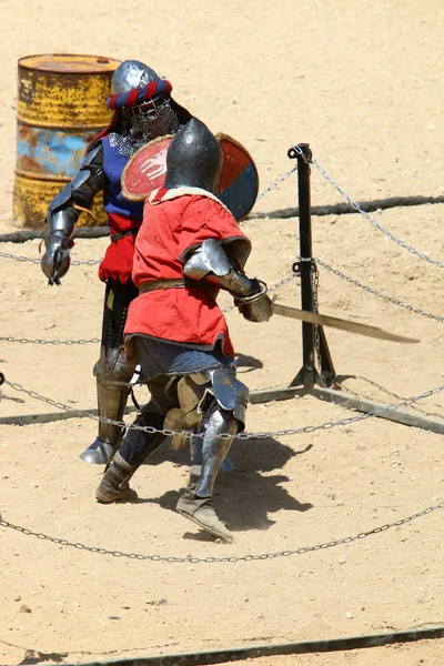 Slagsmål Riddare Svärd Knights Outfit Israel — Stockfoto