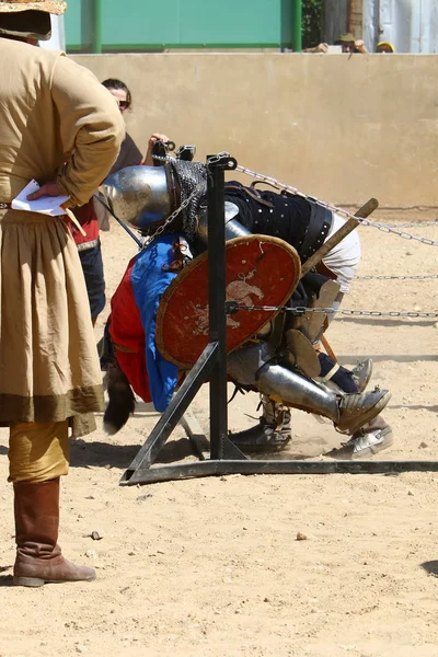 Fight Knights Swords Knights Outfit Israel — Stock Photo, Image