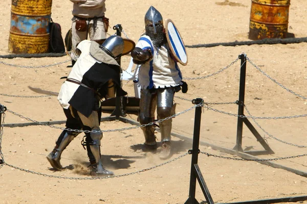 Slagsmål Riddare Svärd Knights Outfit Israel — Stockfoto