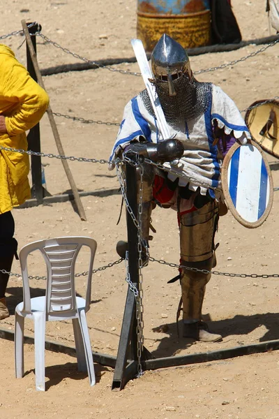 Lucha Caballeros Con Espadas Traje Caballeros Israel —  Fotos de Stock