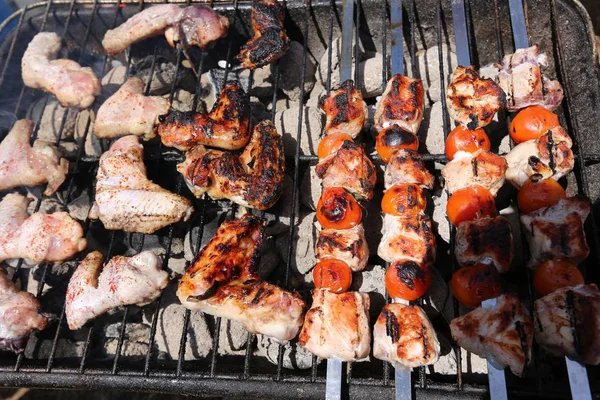 Grill Geroosterde Groenten Vlees — Stockfoto