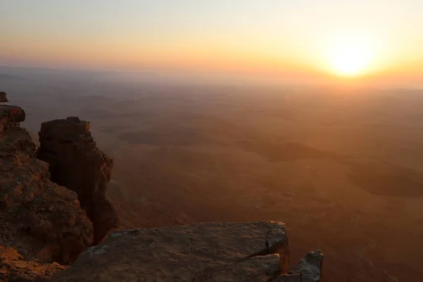 Salida Del Sol Sobre Cráter Ramón Desierto Del Neguev Israel — Foto de Stock