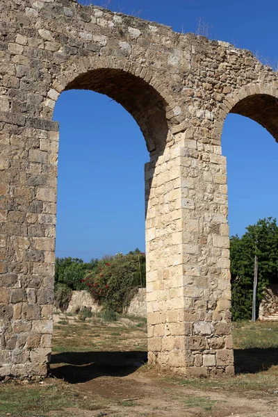 Руины Древнеримского Акведука Городе Акко Севере Израиля — стоковое фото
