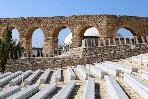 Les Ruines Ancien Aqueduc Romain Dans Ville Acre Nord Israël — Photo