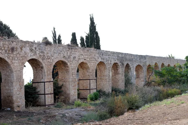 Ruinerna Den Antika Romerska Akvedukten Staden Acre Norra Israel — Stockfoto