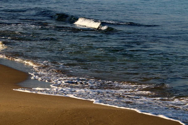 Costa Deserta Del Mar Mediterraneo Nel Nord Dello Stato Israele — Foto Stock