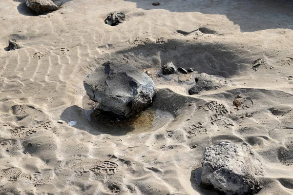 Камінці Лежать Міському Парку Березі Середземного Моря Півночі Ізраїлю — стокове фото